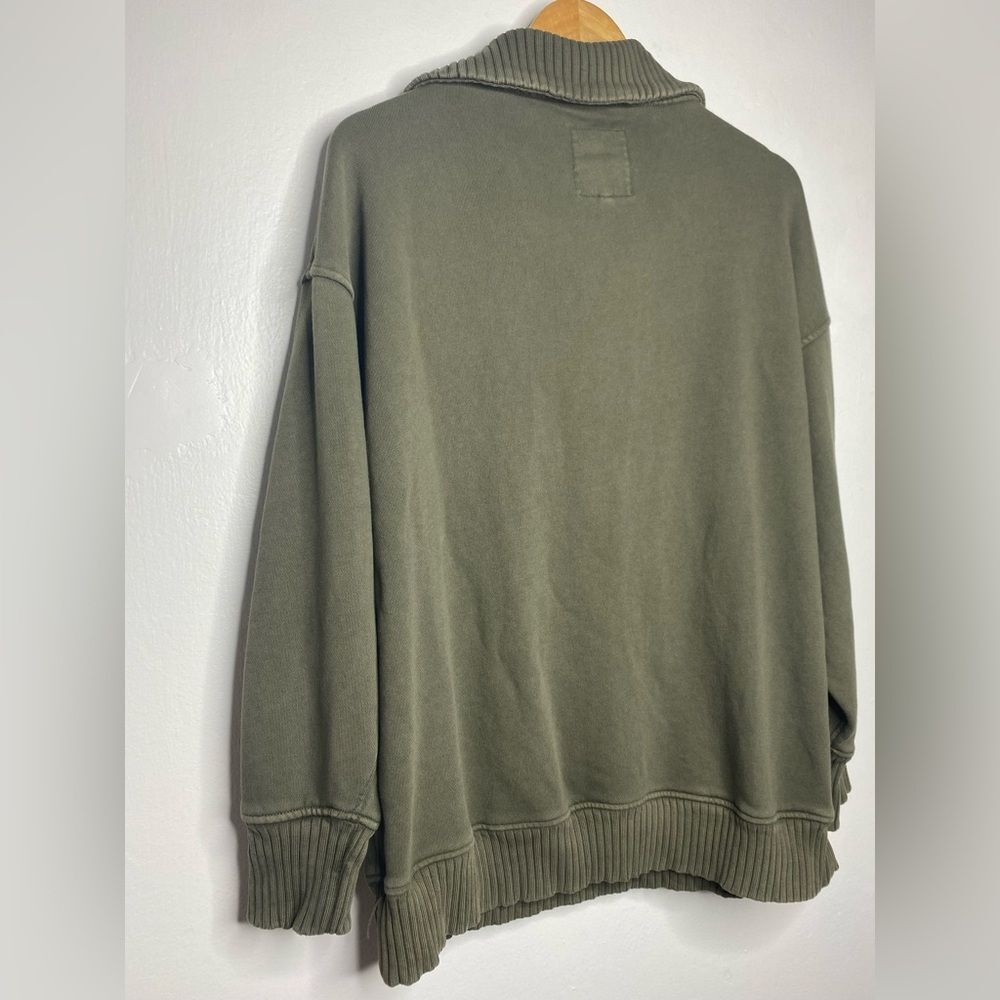 Aerie Down To Earth Quarter Zip Olive Green Sweater Size M  Comfy Lounge - Picture 5 of 7